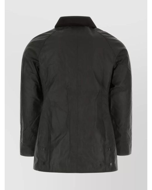 Barbour Black Waxed Cotton Fitted Jacket