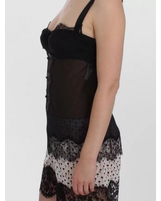 Dolce & Gabbana Black Silk Floral Lace Top