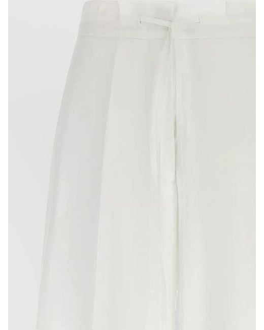 P.A.R.O.S.H. White Cannes Wide Leg Tailored Pants