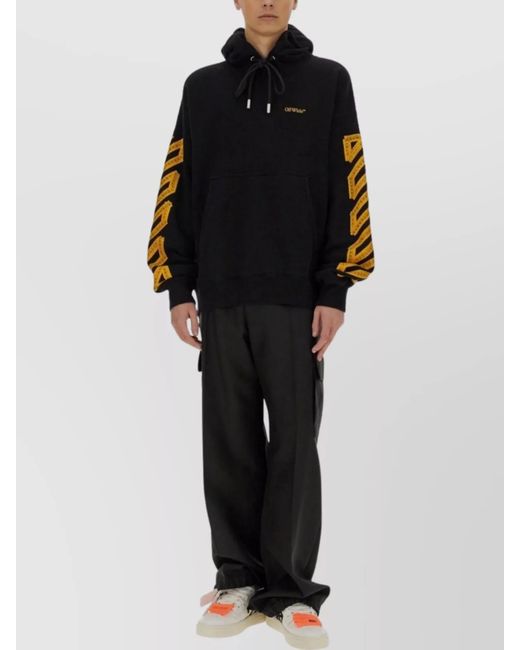 Off-White c/o Virgil Abloh Black Hoodie With Graphic Print And Front Pocket for men