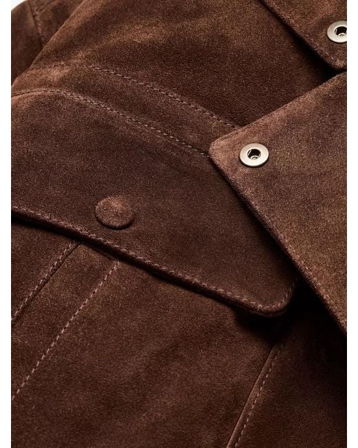 Saint Laurent Brown Leather Fitted Jacket