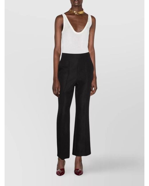 Gucci Black Wool Mohair Cropped Flared Trousers