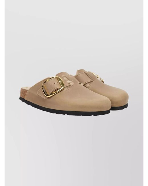 Birkenstock White Boston Round Toe Sandals With Buckle