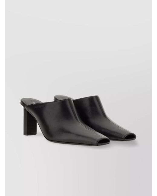 Courreges Black Leather Mules