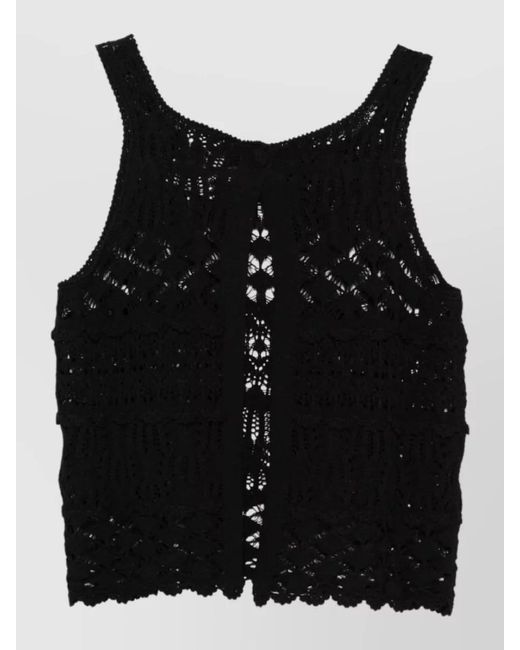 Semicouture Black Shelley Lace Crochet Tank Top