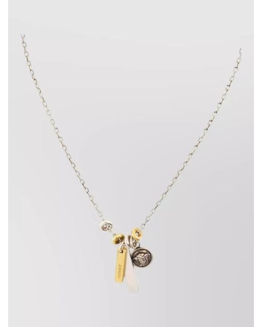 Versace White Necklace Metal Chain Brass Mixed Tones Charms