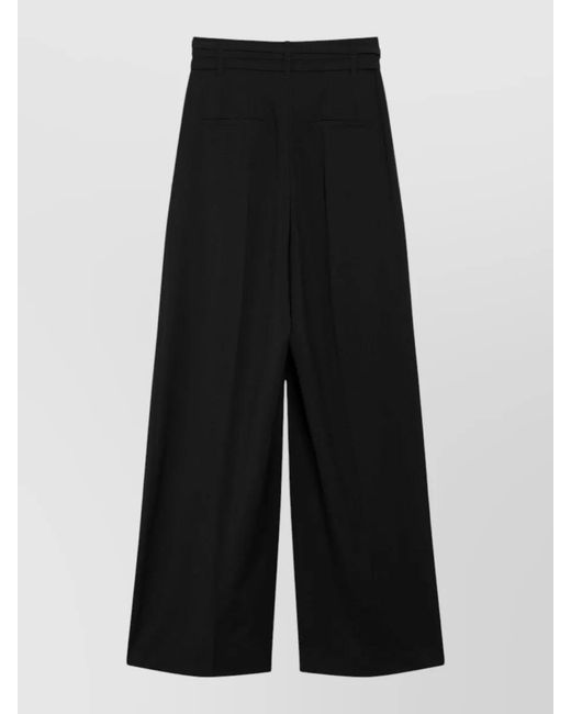 Sportmax Black Stretch Wool Wide-Leg Trousers