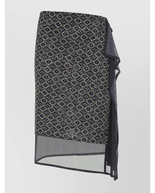 Dries Van Noten Gray Asymmetric Skirt Featuring Geometric Design