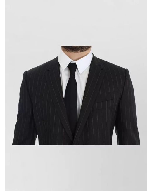 Dolce & Gabbana Blue Striped Slim-Fit Wool Blazer for men