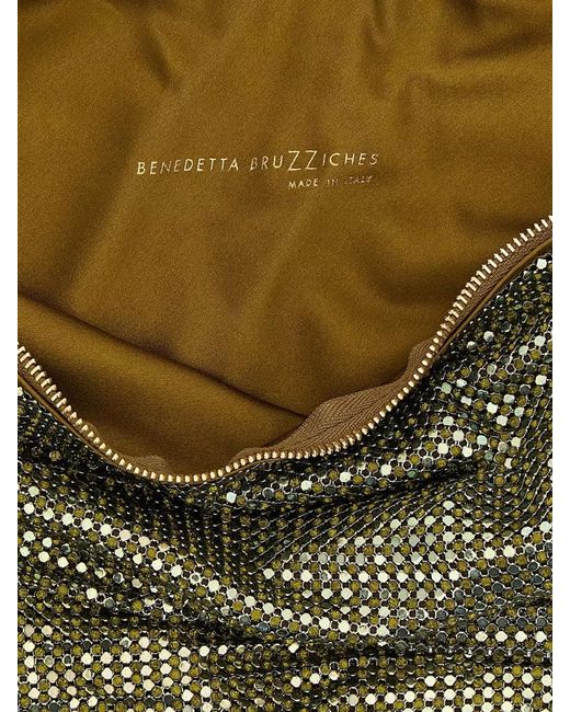 Benedetta Bruzziches Green Rhinestone Mesh Draped Clutch Bag