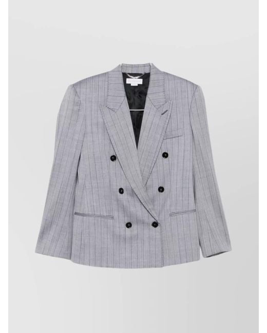 Stella McCartney Gray Wool Pinstripe Double-Breasted Blazer