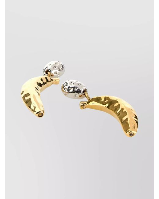Chloé White Two-Tone Brass Hoop Earrings