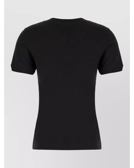 Saint Laurent Black Cotton Logo-Embroidered T-Shirt