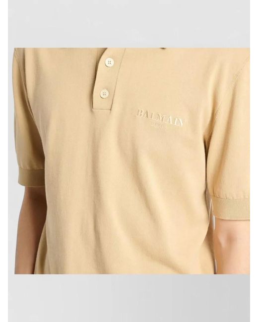Balmain Natural Shirt Polo Collar Short Sleeves Ribbed Cuffs for men