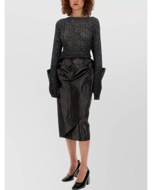 Maison Margiela Black Slim-Fit Knee-Length Pencil Skirt With Bow