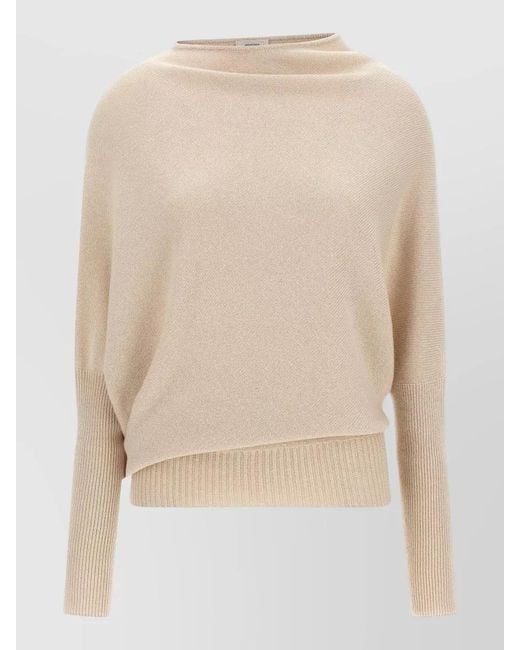 Agnona Natural Cashmere Asymmetric Boat Neck Sweatshirt