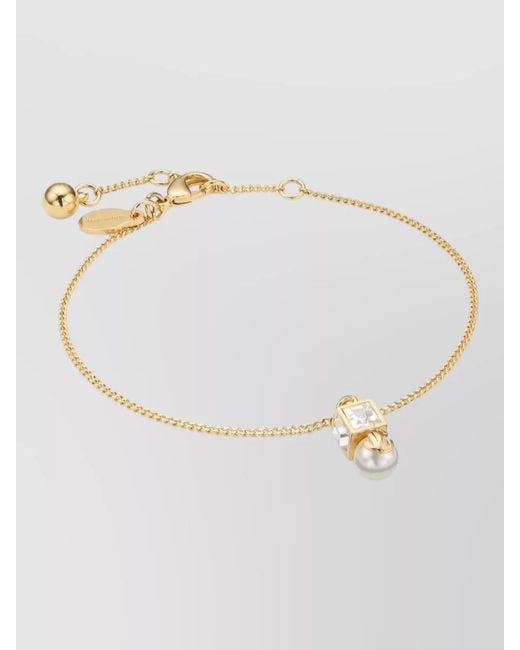 Jimmy Choo White Crystal And Pearl Bracelet