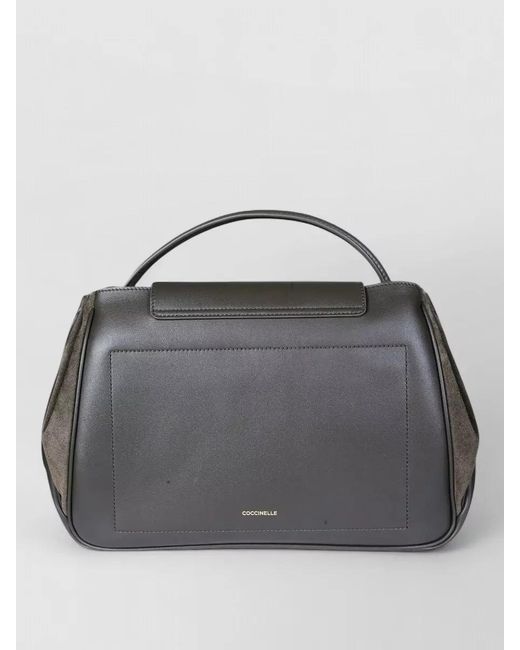 Coccinelle Gray Pansy Shoulder Bag Top Handle Detachable Strap