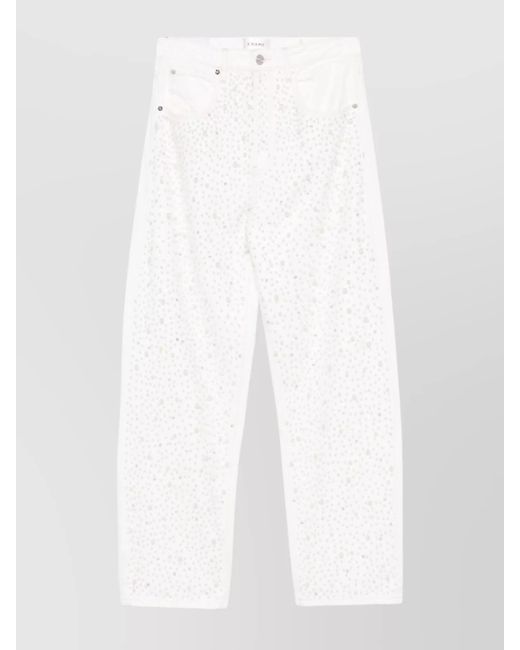 FRAME Straight Jeans With Rhinestones And Pearls in White | Lyst UK