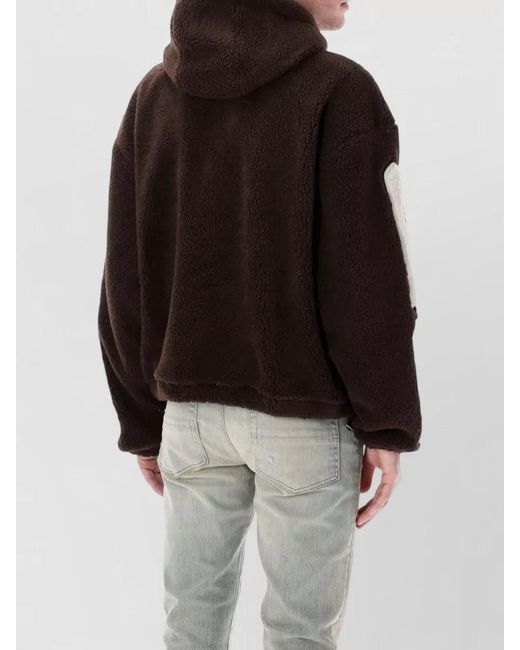 Amiri Black Bones Motif Fleece Hooded Zip Jacket for men
