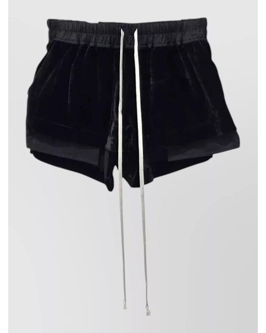 Rick Owens Black Boxer Shorts High Rise Pleated Velvet