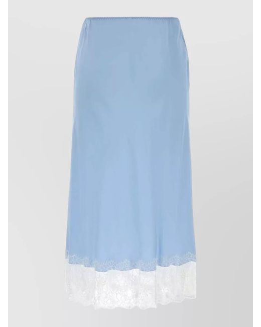 Moschino Blue Silk Satin Straight Skirt