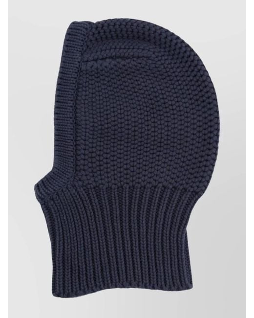 YMC Blue Cotton Knitted Balaclava for men