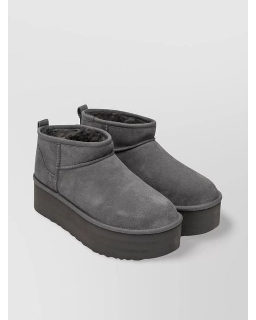 Ugg Gray Suede Platform Ankle Boots