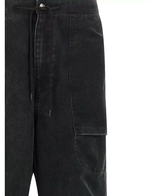 Entire studios Black Cotton Wide-Leg Cargo Trousers for men