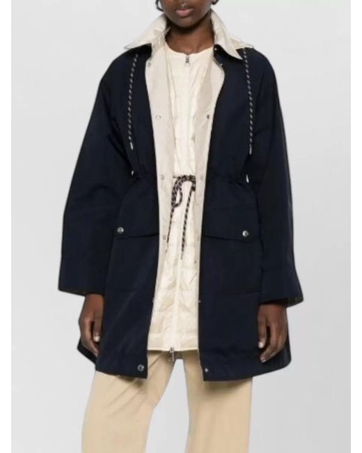 Moncler Blue Begonia Hooded Jacket Drawstring Waist Pockets