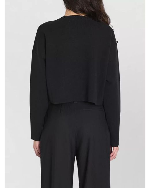 Loewe Black Ribbed Cropped Relaxed-Fit Knitted Top