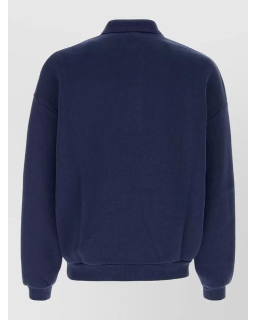 Autry Blue Cotton Polo Shirt Long Sleeves Collar for men