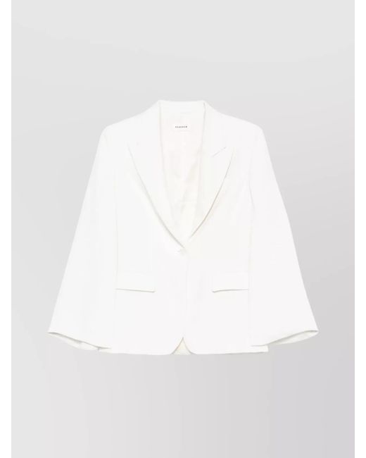 P.A.R.O.S.H. White Tailored Single-Breasted Blazer With Flap Pockets