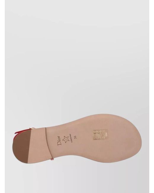 Dior Red Leather T-Strap Sandals