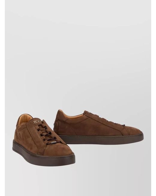 Tod's Brown Suede Lace Up Sneakers Low Profile Rubber Sole for men