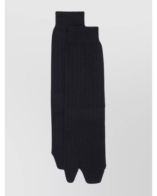 Maison Margiela Blue Wool Ribbed Tabi Ankle Socks
