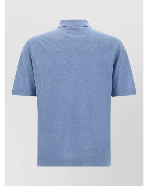 Zanone Blue Lightweight Short Sleeve Shirt Spread Collar for men