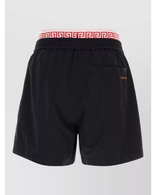 Versace Black Nylon Bermuda Shorts Elastic Contrast Waistband for men