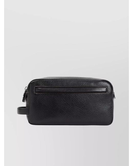 Brunello Cucinelli Black Leather Wash Bag for men