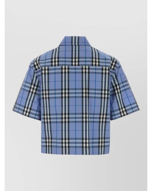 Burberry Blue Checked Short-Sleeve Shirt