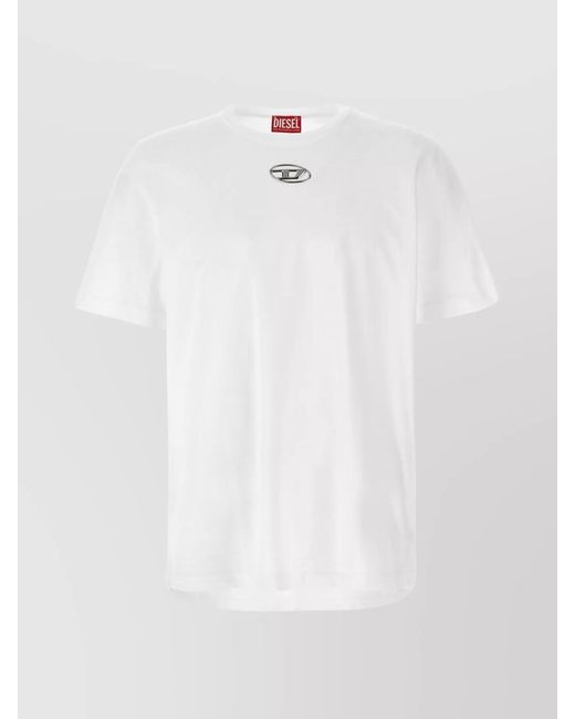 DIESEL White Organic Cotton Ribbed Crew Neck Short Sleeve T-Shirt for men