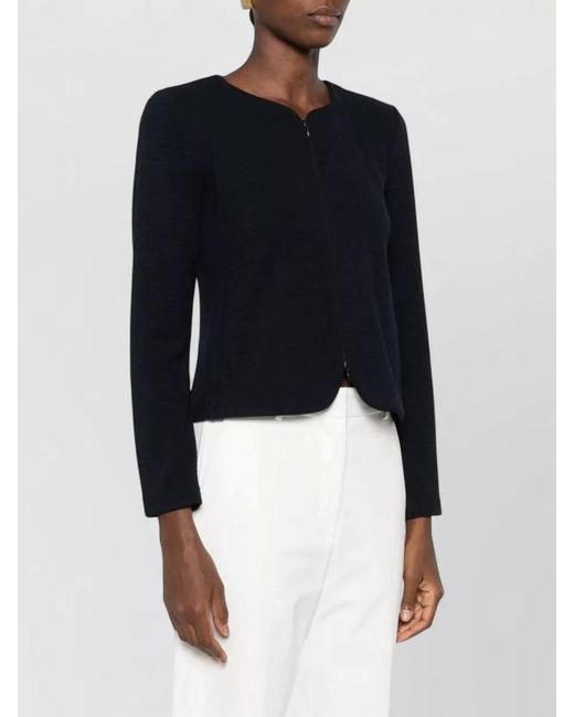 Emporio Armani Black Knit Blazer Jacket Round Neck Design