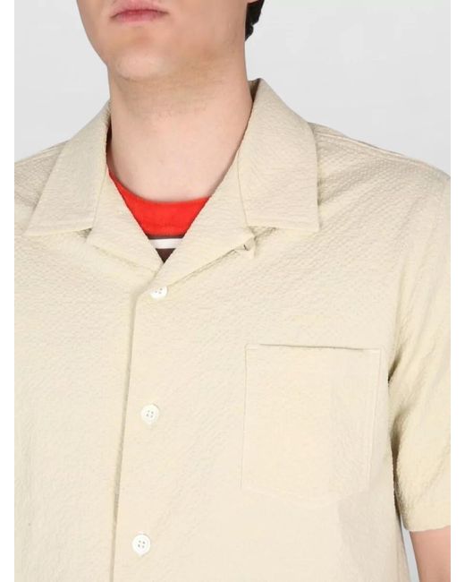 Howlin' By Morrison Natural Bowling Shirt Short Sleeves Chest Pocket Collar for men