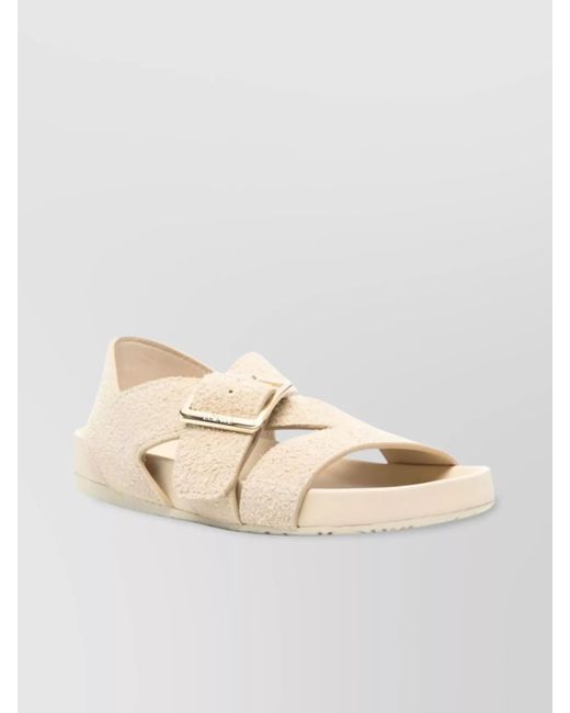 Loewe Natural Leather Crossover Strap Sandals With Hardware