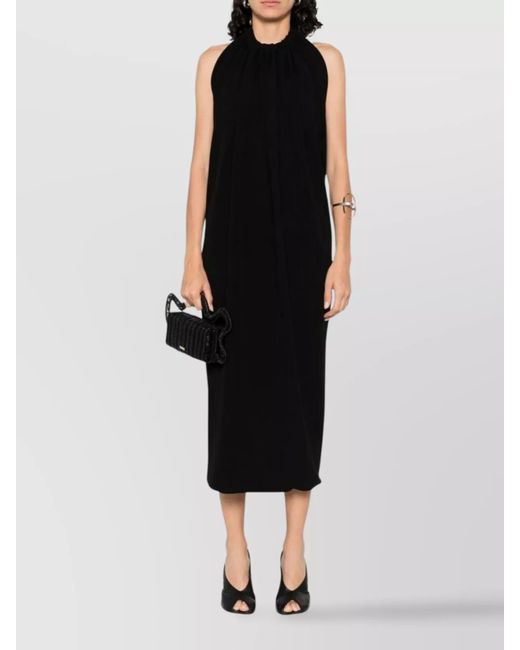 Sportmax Black Alceste Gathered Halterneck Midi Dress