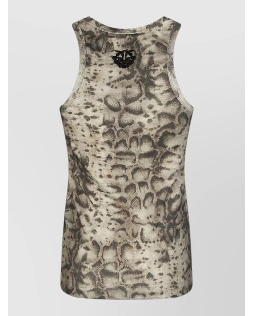 Pinko Multicolor Sleeveless Top Animal Print Ribbed Blend