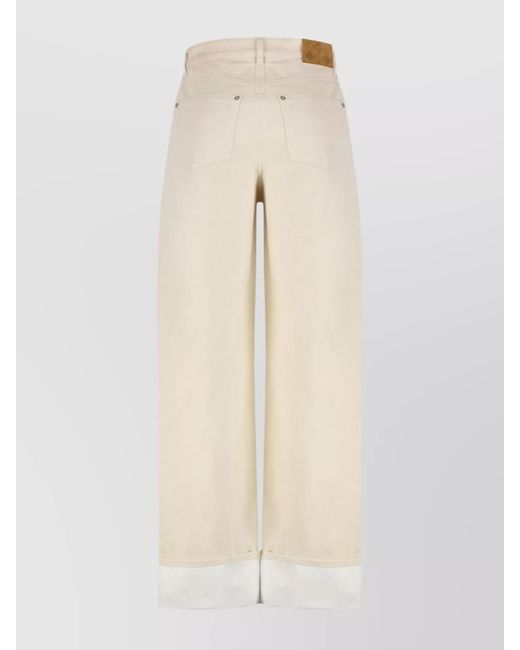 Bottega Veneta Natural Cotton Wide-Leg Turned-Up Jeans