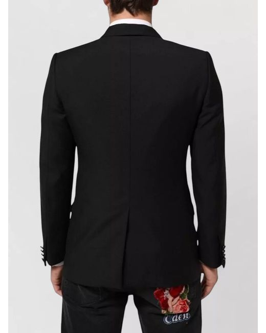 Dolce & Gabbana Black Silk Blend Single-Breasted Suit Jacket for men