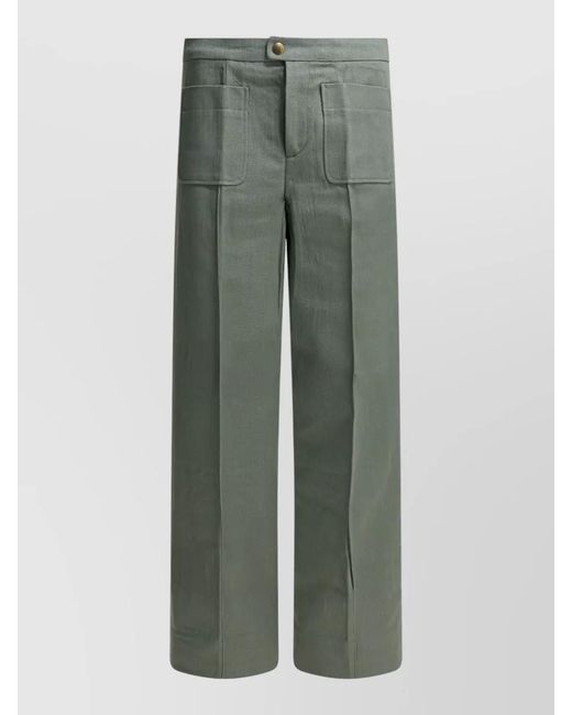 Soeur Green Harry Trousers Wide Leg Belt Loops