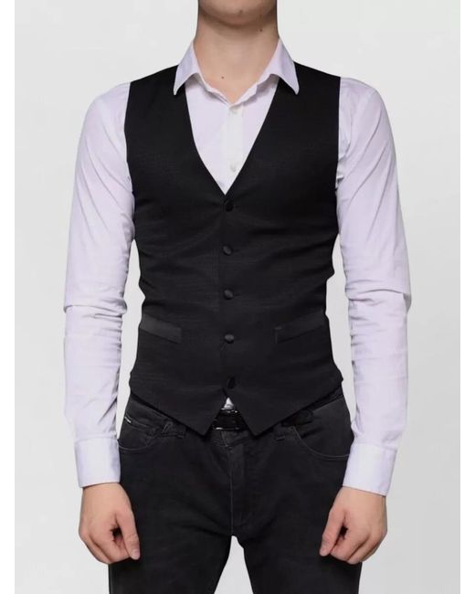 Dolce & Gabbana Blue Wool Waistcoat Dress Formal Slim Vest for men